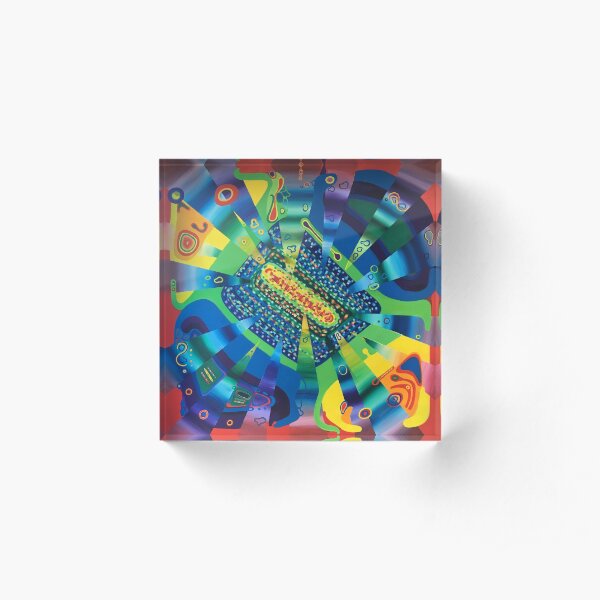 360 TERAHERTZ original acrylic painting Unus Mundus Art by Jasmine Raskas in St. Louis Acrylic Block