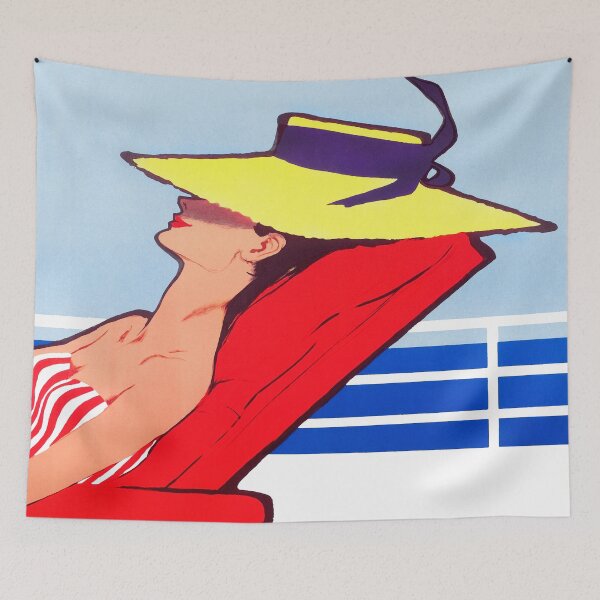 Item preview, Vintage relaxing vacation cruise ship travel art designed and sold by Glimmersmith.