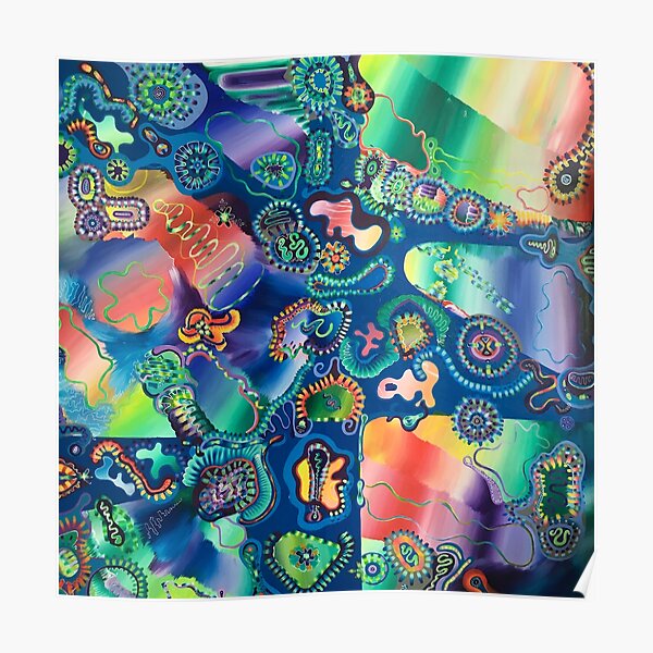 PUZZLED PARTICLES original acrylic painting Unus Mundus Art by Jasmine Raskas in St. Louis Poster