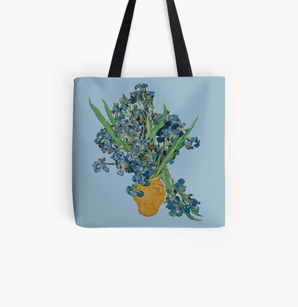 Van Gogh Iris Grunge All Over Print Tote Bag