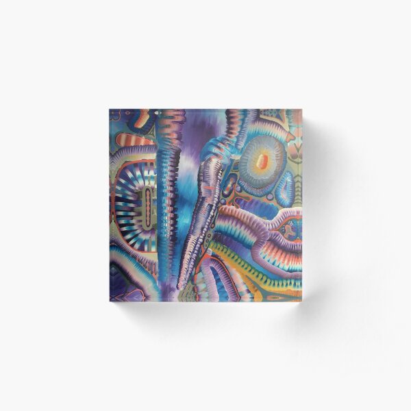 CRACKED original acrylic painting Unus Mundus Art by Jasmine Raskas in St. Louis Acrylic Block
