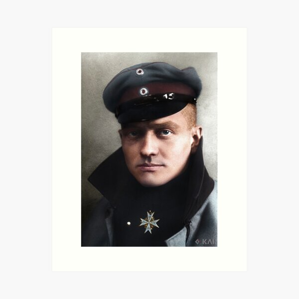 Vista previa del artículo con la obra «El barón rojo, Manfred von Richthofen, 1917 coloreado», diseñado y vendido por KAI-Studio.