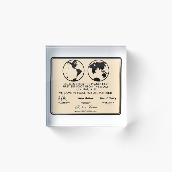 NASA Apollo 11 Lunar Plaque Anniversary Acrylic Block