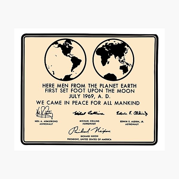 NASA Apollo 11 Lunar Plaque Anniversary Photographic Print