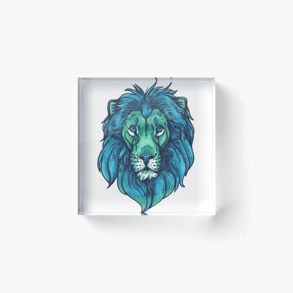 Turquoise Lion Acrylic Block