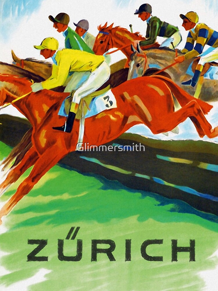 Vintage Swiss horse racing sport advert Switzerland by Glimmersmith