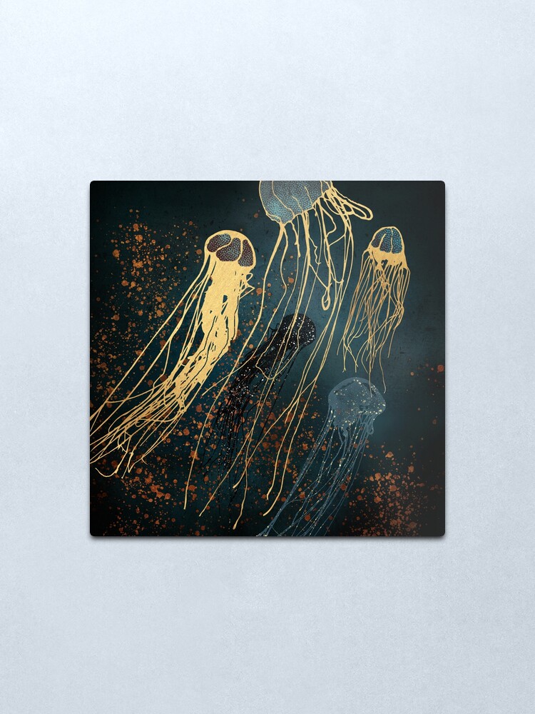 Alternate view of Metallic Jellyfish Metal Print