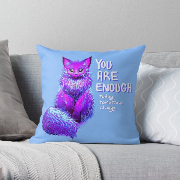 YOU ARE ENOUGH Magical Maine Coon Cat Throw Pillow