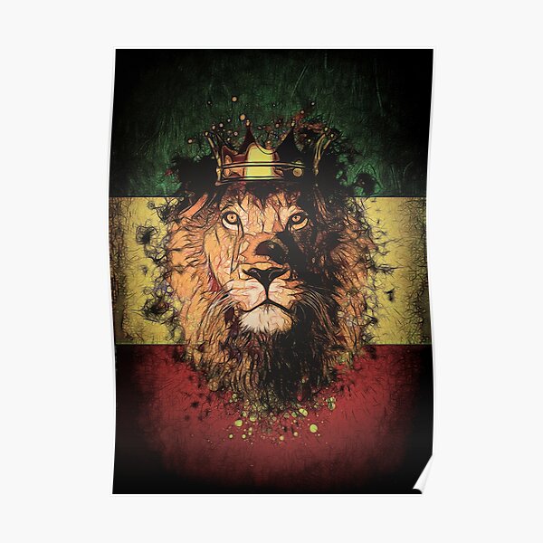 Rasta Lion Splatter Painting Poster