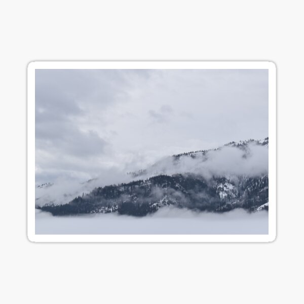 Foggy Snow Cover Mountain Tops Sticker