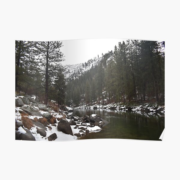 River in a Snowy Mountain Poster