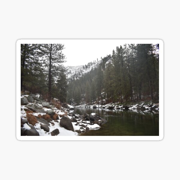 River in a Snowy Mountain Sticker