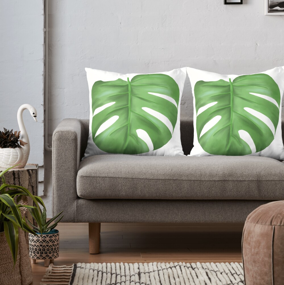 Monstera leaf Throw Pillow