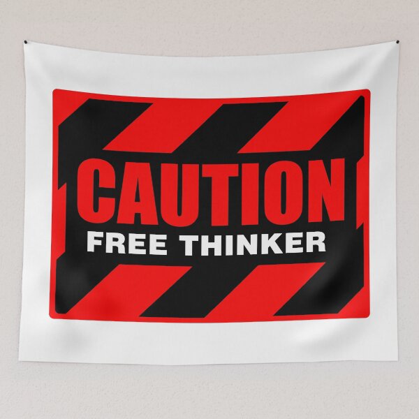 Item preview, Caution: Free Thinker - Red,White designed and sold by GodsAutopsy.