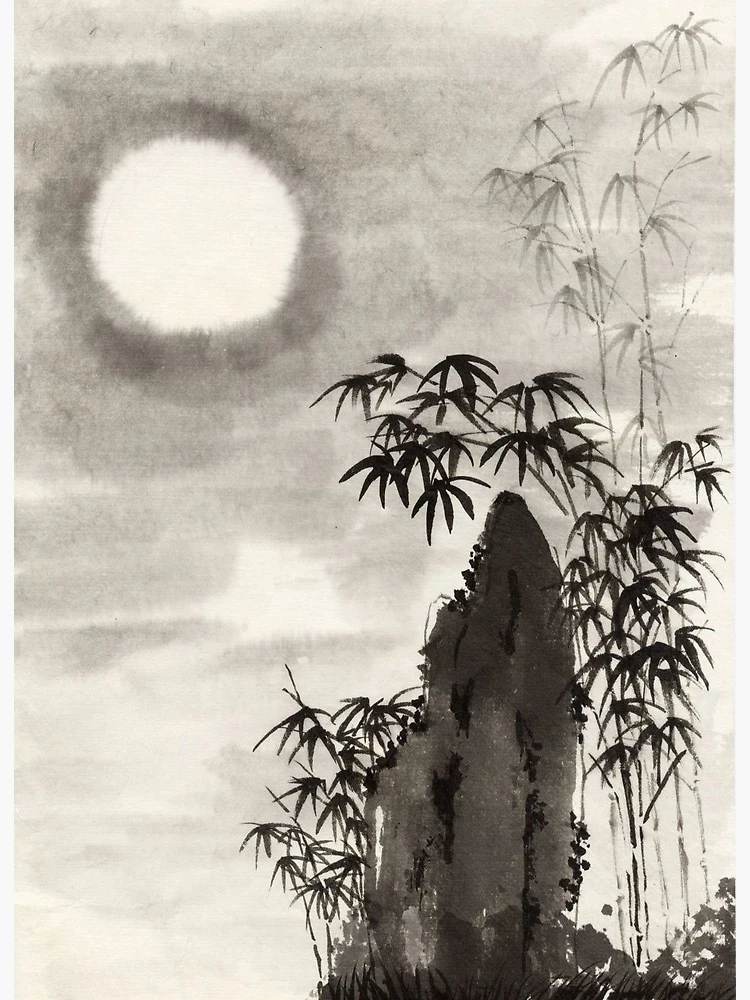 屏風 Sumi-e a painting in black ＆white 屏風 Sumi-e a painting in