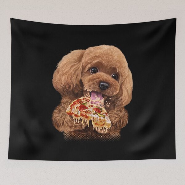 Item preview, Hungry Toy Poodle Puppy Devouring Pizza, Cute Dog designed and sold by Fox-Republic.