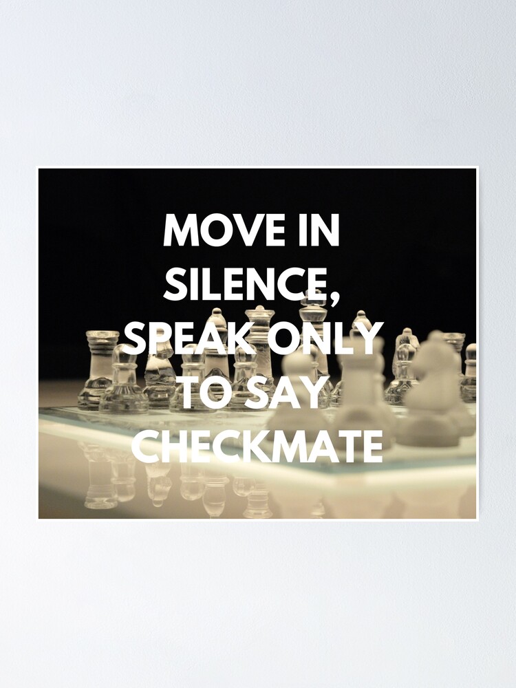 Move In Silence Checkmate Inspirational Quote Canvas Wall Art Print Office Decor  Chess Player Gift