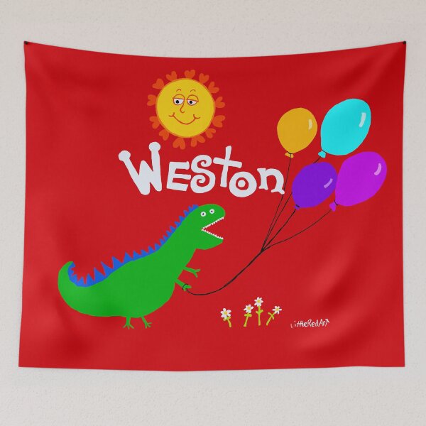 Aperçu de l'œuvre Coussin Happy Westons créée et vendue par Little Red Art.