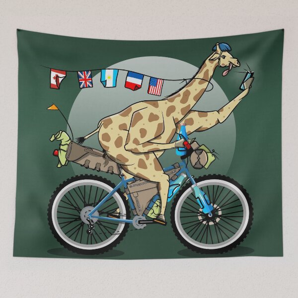 Artikelvorschau, Lustige Giraffe Bikepacking Radtour entworfen und verkauft von piedaydesigns.