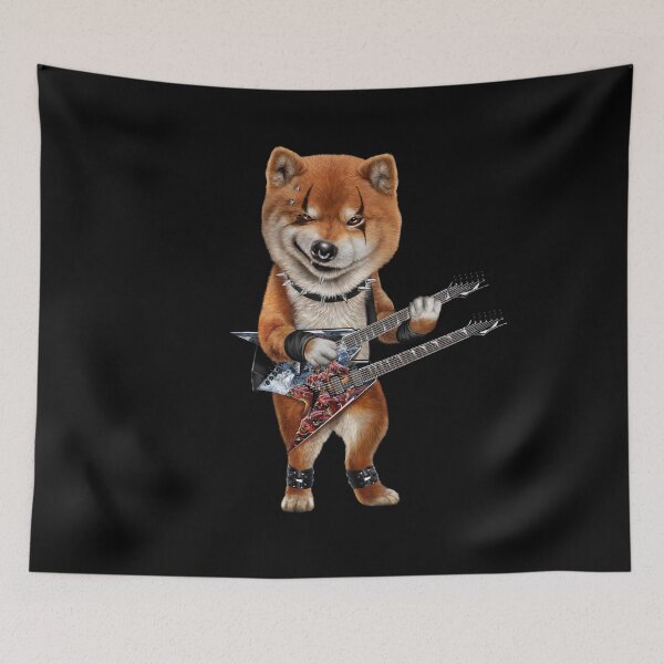 Item preview, Metal Shiba Dog as Guitarist in Heavy Metal Band designed and sold by Fox-Republic.