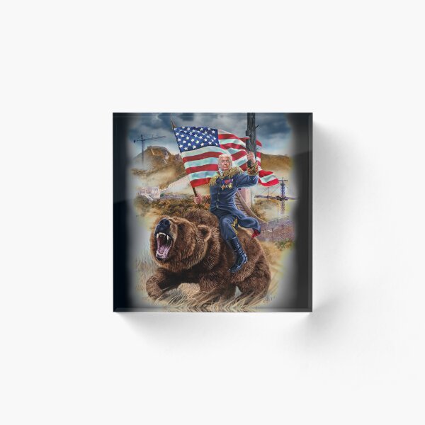 USA Republican President Donald Trump Building Epic Wall Acrylic Block