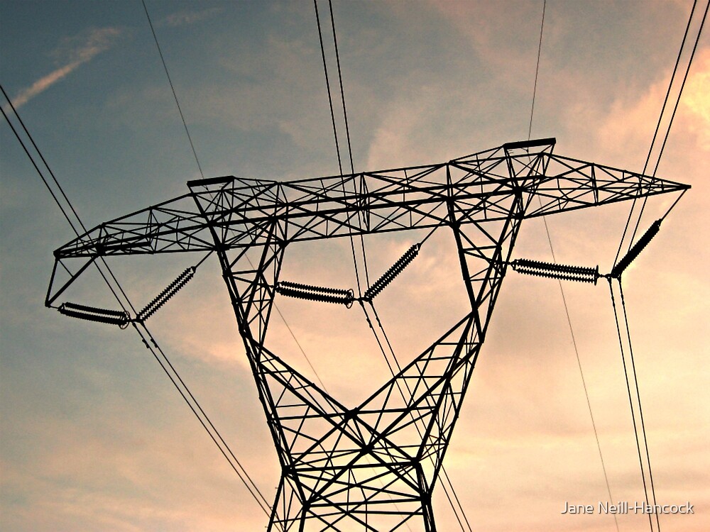 "Buzzing High Tension Power Lines Above" by Jane NeillHancock Redbubble