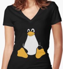 TUX LINUX Women's Fitted V-Neck T-Shirt
