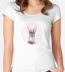 Häschen mit Kaugummi Tailliertes Rundhals-Shirt