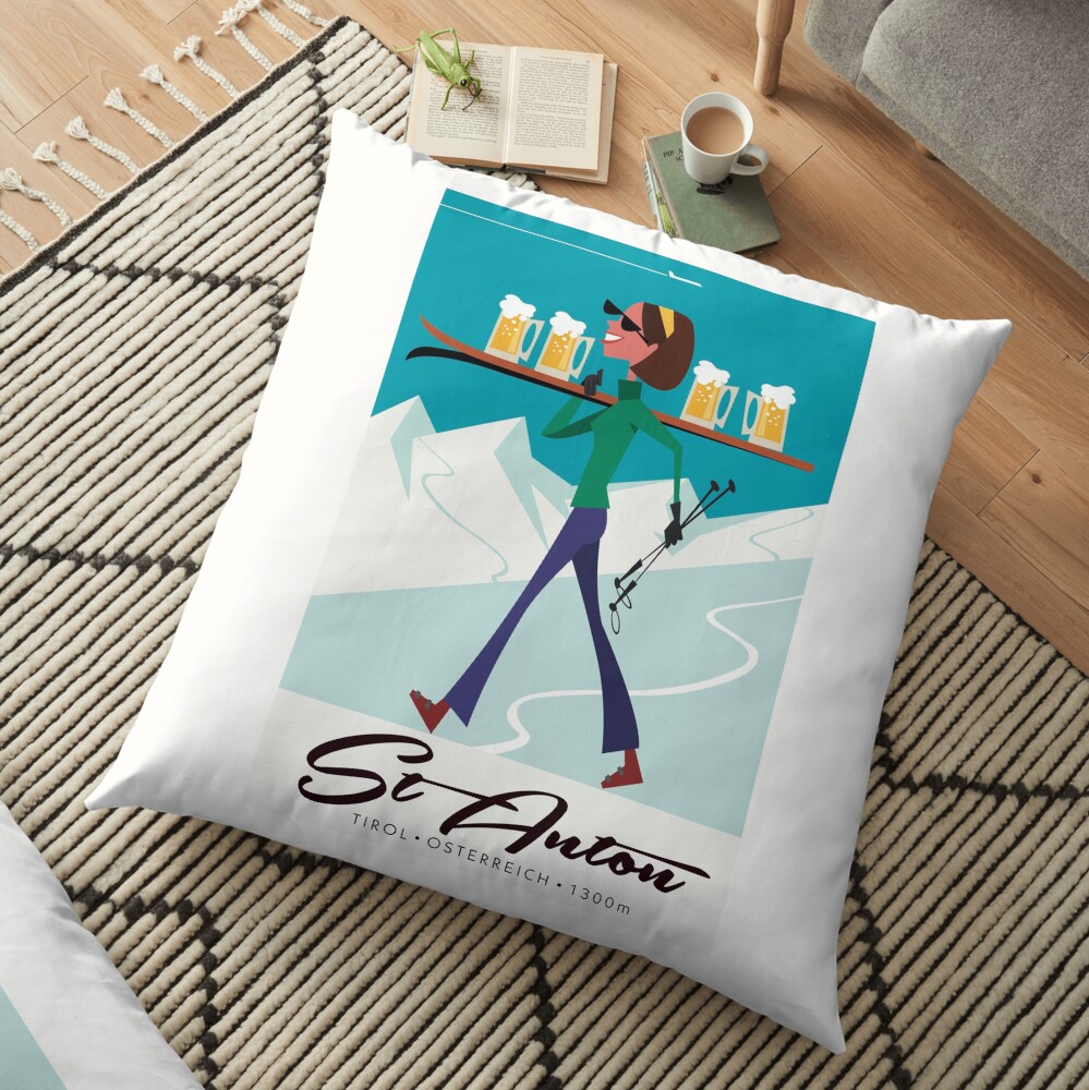 St Anton ski poster Floor Pillow