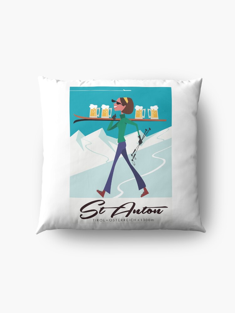 Alternate view of St Anton ski poster Floor Pillow