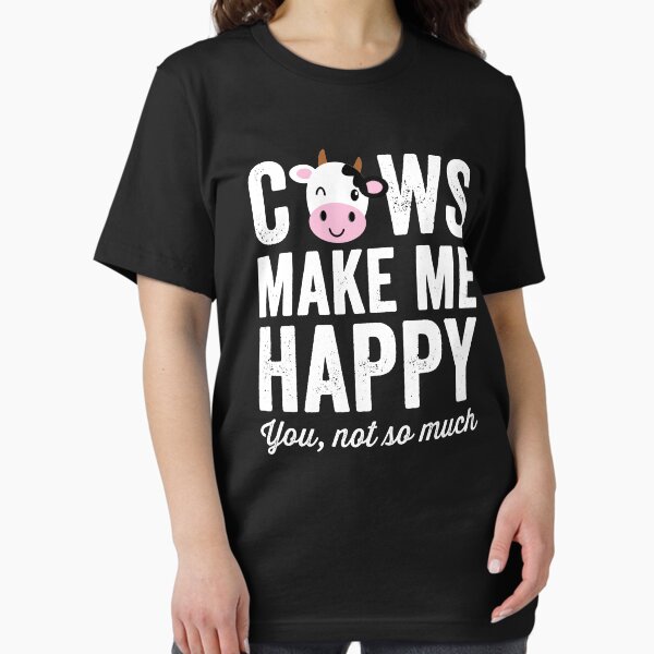 Vista previa del artículo con la obra «Las vacas me hacen feliz a ti no tanto - amante de las vacas», diseñado y vendido por Captain Mood.