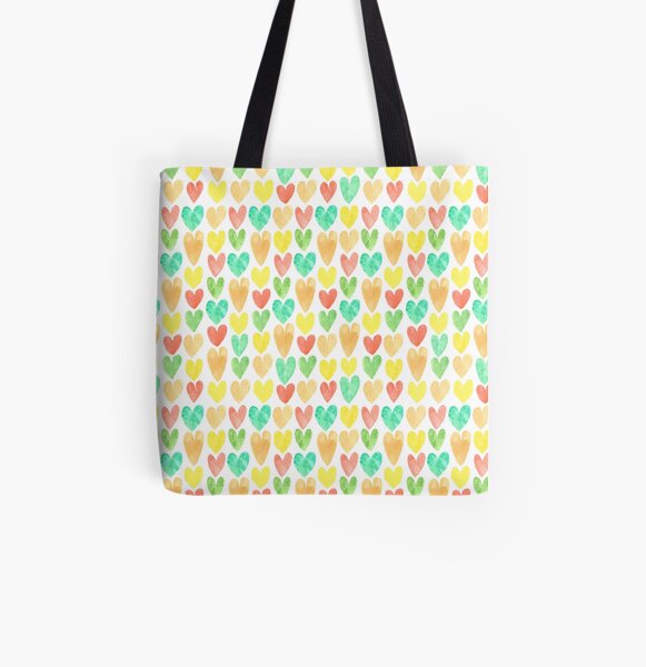Hearts All Over Print Tote Bag