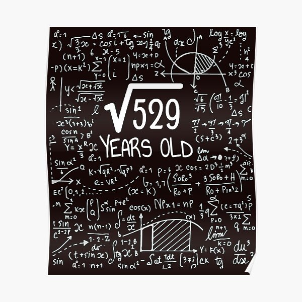 Poster Racine Carree De 529 Graphique De Mathematiques Drole 23e Anniversaire 23 Ans Par Grabitees Redbubble