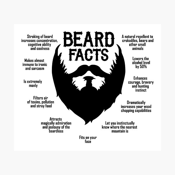 Beard Facts (black) Photographic Print