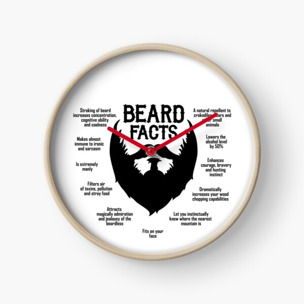 Beard Facts (black) Clock