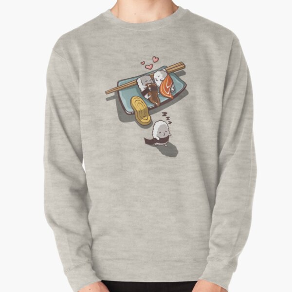 Romantisches Nigiri-Sushi, das mit Freund-Schlaf-Gehen kuschelt Pullover