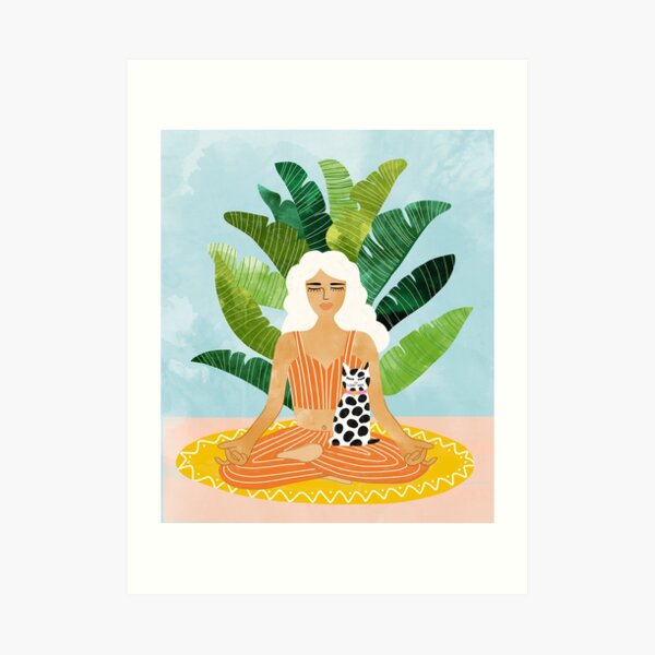 Meditation With Thy Cat #illustration #painting Art Print