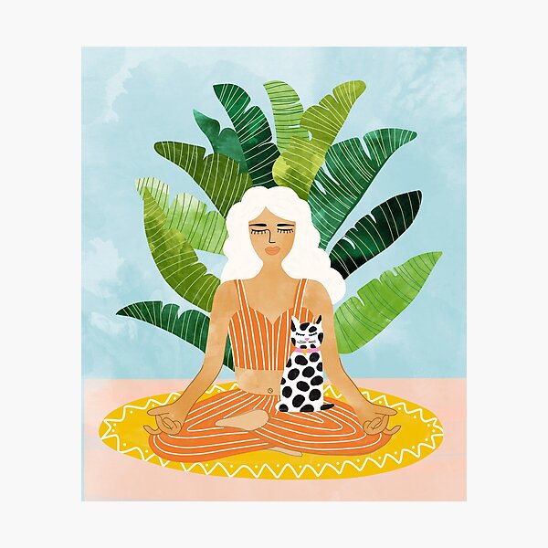 Meditation With Thy Cat #illustration #painting Photographic Print