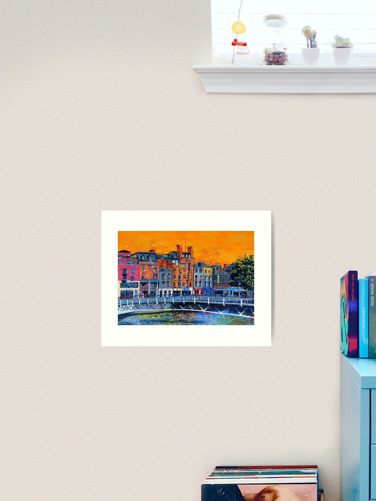 Thumbnail 2 of 3, Art Print, Millennium Bridge, Ormond Quay (Dublin, Ireland) designed and sold by eolai.