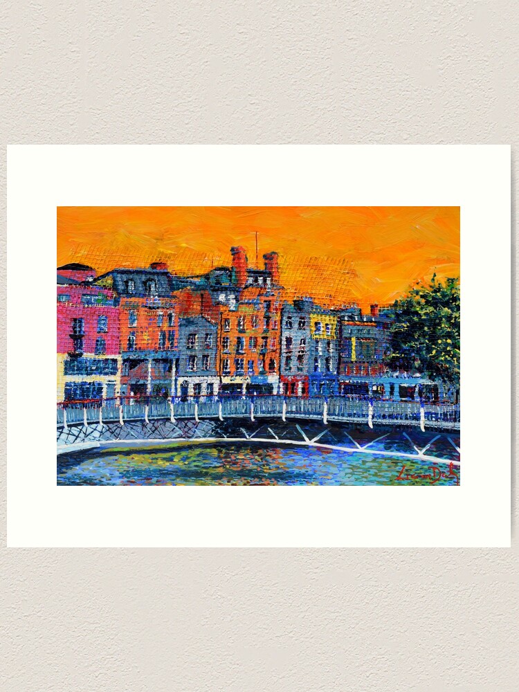 Thumbnail 1 of 3, Art Print, Millennium Bridge, Ormond Quay (Dublin, Ireland) designed and sold by eolai.