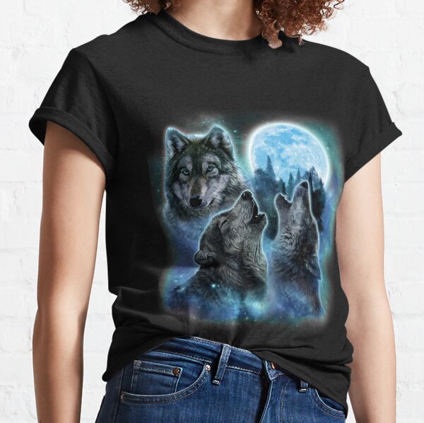 Item preview, Three Grey Wolves and Icy Full Moon Swirl with Galaxy Space designed and sold by Fox-Republic.