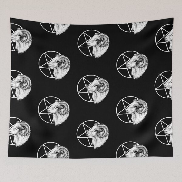 Item preview, Goat and pentagram illustration designed and sold by RedFinchDesigns.