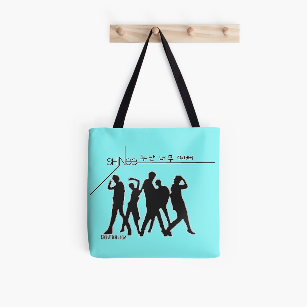 SHINee 누난너무예뻐Noona Neomu Yeppeo (Black Text) outline Tote Bag