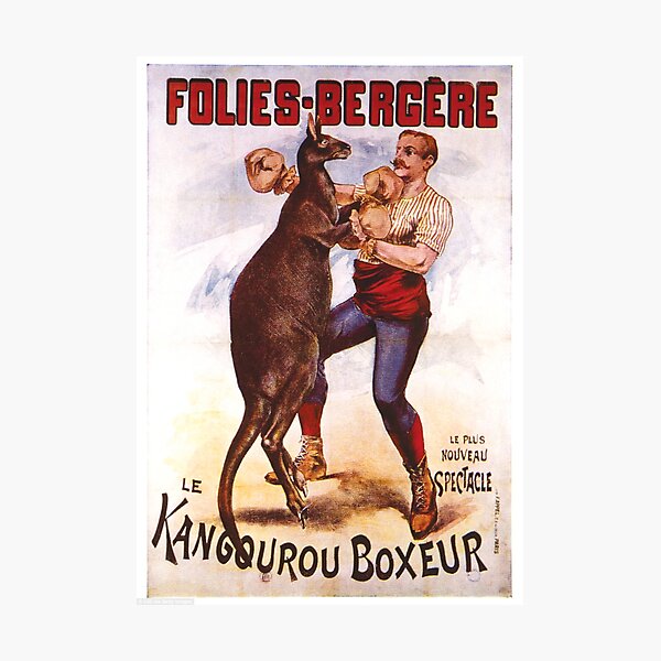 Vintage Kangaroo Boxing Poster Photographic Print