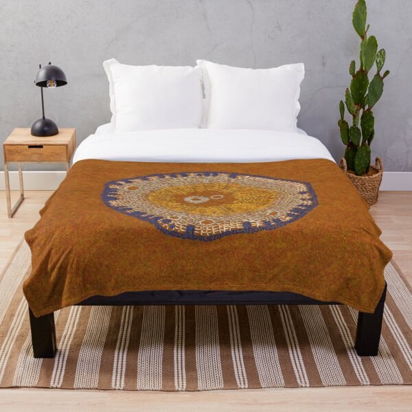Growing - ginkgo - embroidery of plant cells Throw Blanket