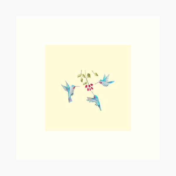 Low Poly Watercolor - Hummingbirds Art Print