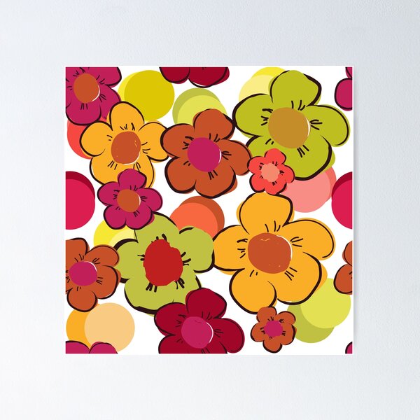 Artikelvorschau, Retro Hippie Boho Blumenweinlese blüht Neonmuster entworfen und verkauft von MMPlastic.