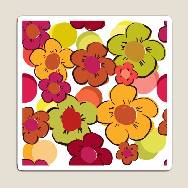 Aperçu de l'œuvre Motif néon rétro hippie Boho Floral Vintage Flowers créée et vendue par MMPlastic.