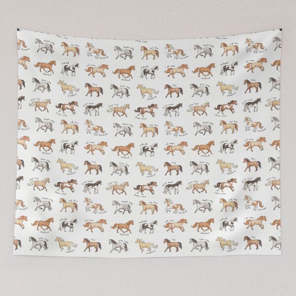 Item preview, Horses with different coat colours and markings on a white background designed and sold by HazelFisher.