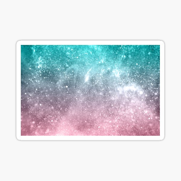 Sea pink viridian green ombre abstract galaxy Sticker